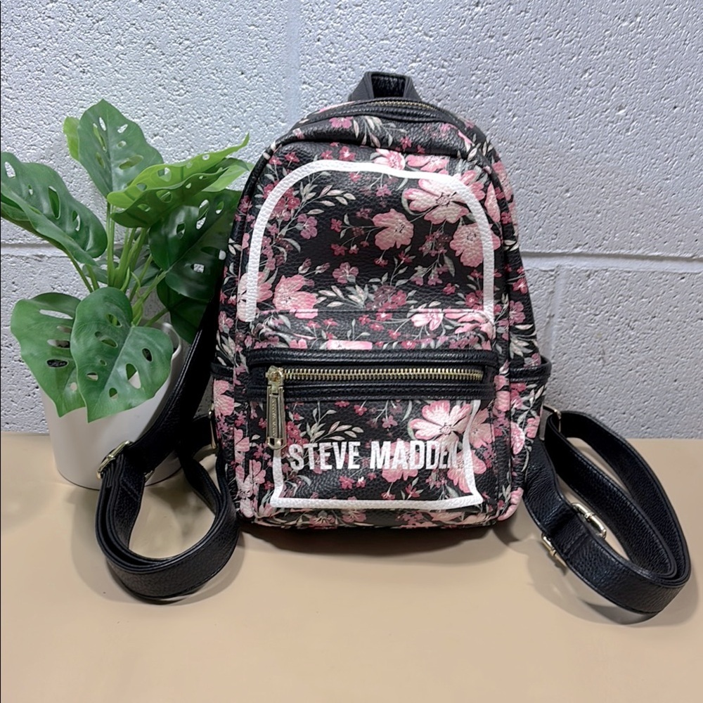 Steve Madden Black and Pink Floral Backpack​​